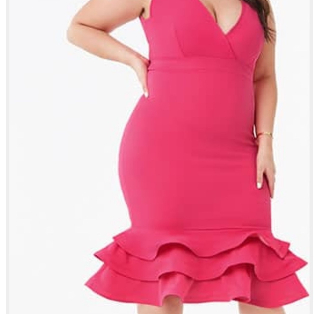 Hot Pink Formal Dress with Ruffle Bottom - Picture 5 of 5